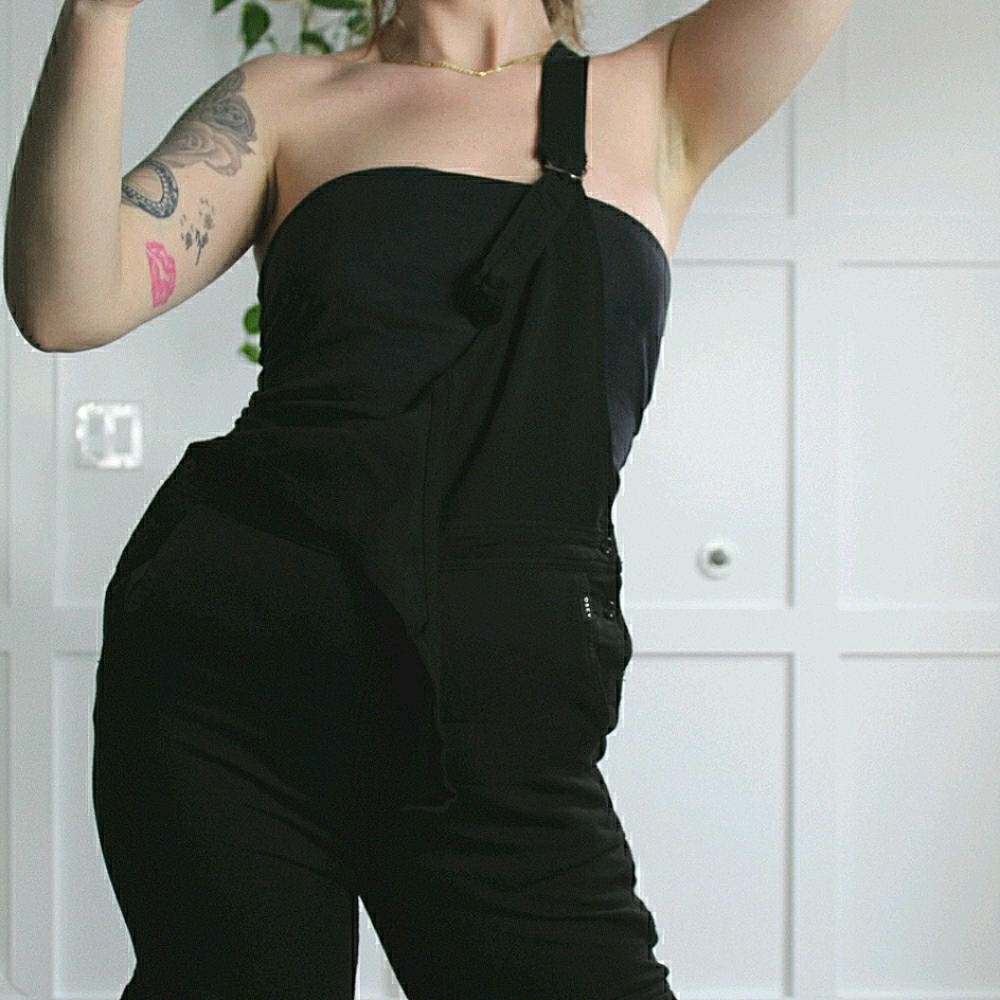 OBEY black cotton overalls